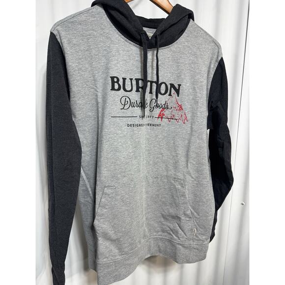Burton Pullover Hoodie Gray Black Mountain Graphic Lightweight Sweatshirt SZ L - Picture 10 of 11